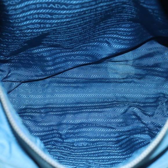 PRADA Hand Bag Nylon Leather 2way Blue White Silver Auth fm3972 - Picture 11 of 16
